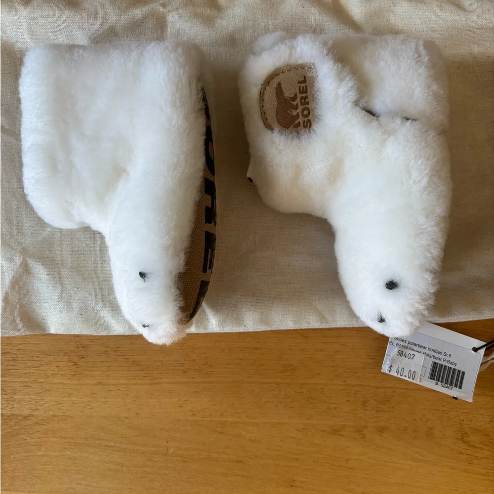 Sorel Infant Polar Bear Paw Booties White Unisex Size 5 Slipper Shoes